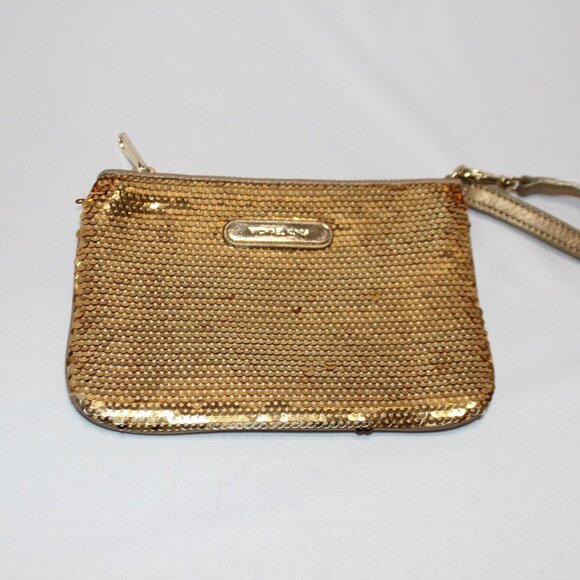 MICHAEL Michael Kors Gold Leather Sequin Mini Handbag/Wristlet - Picture 8 of 9